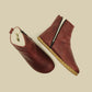 Men's Burgundy Fur Barefoot Boot - Zero Drop Handmade Luxury