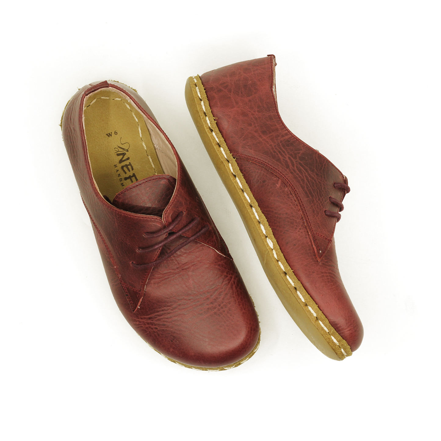 Handmade Crazy Burgundy Leather Barefoot Shoes: Zero Drop Design