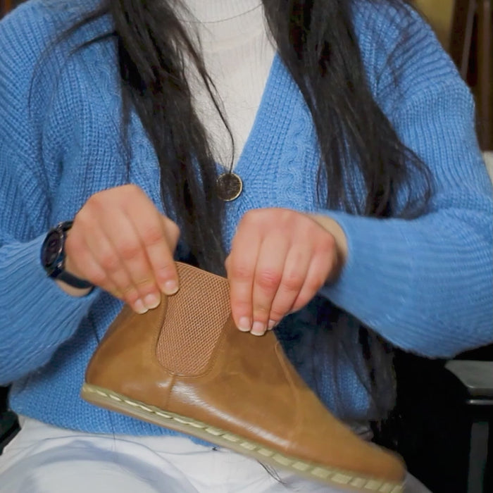 Chelsea Barefoot Boots Matte Brown Handmade Women's