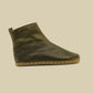 Genuine Leather Barefoot Men's Boots Olive Green Zipped
