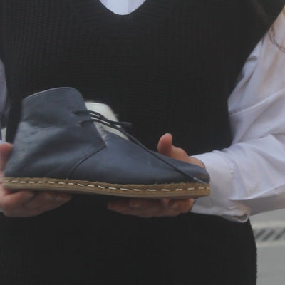 Barefoot Grounding Ankle Boots Navy Blue Women