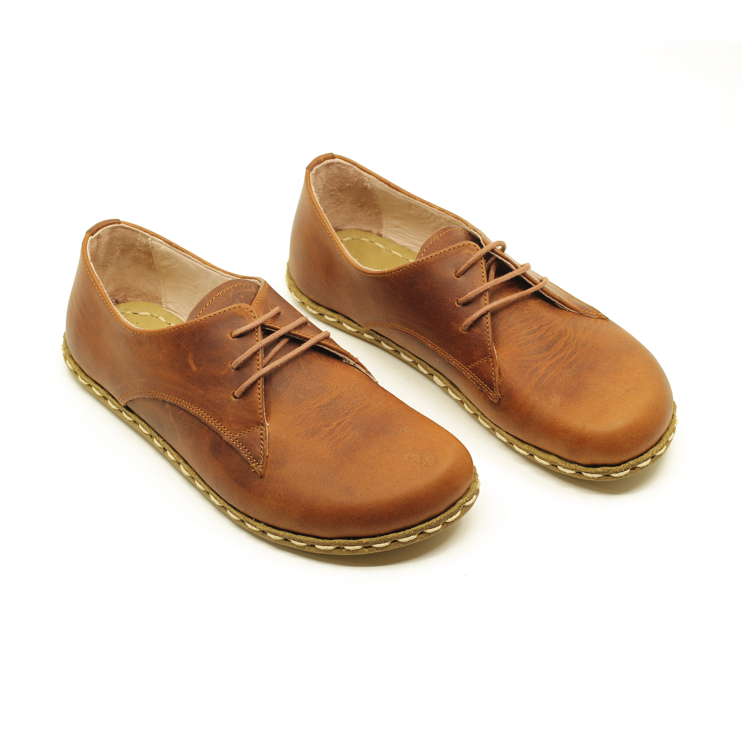 Barefoot Leather Mens Shoes Brown Lace-up