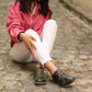 Toledo Green Leather Barefoot Sneakers for Women - Handmade, Zero Drop
