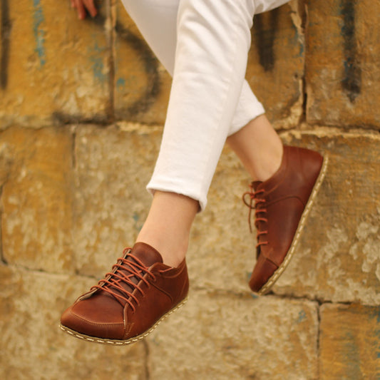 Crazy New Brown Barefoot Sneakers for Women - Rare Buffalo Leather