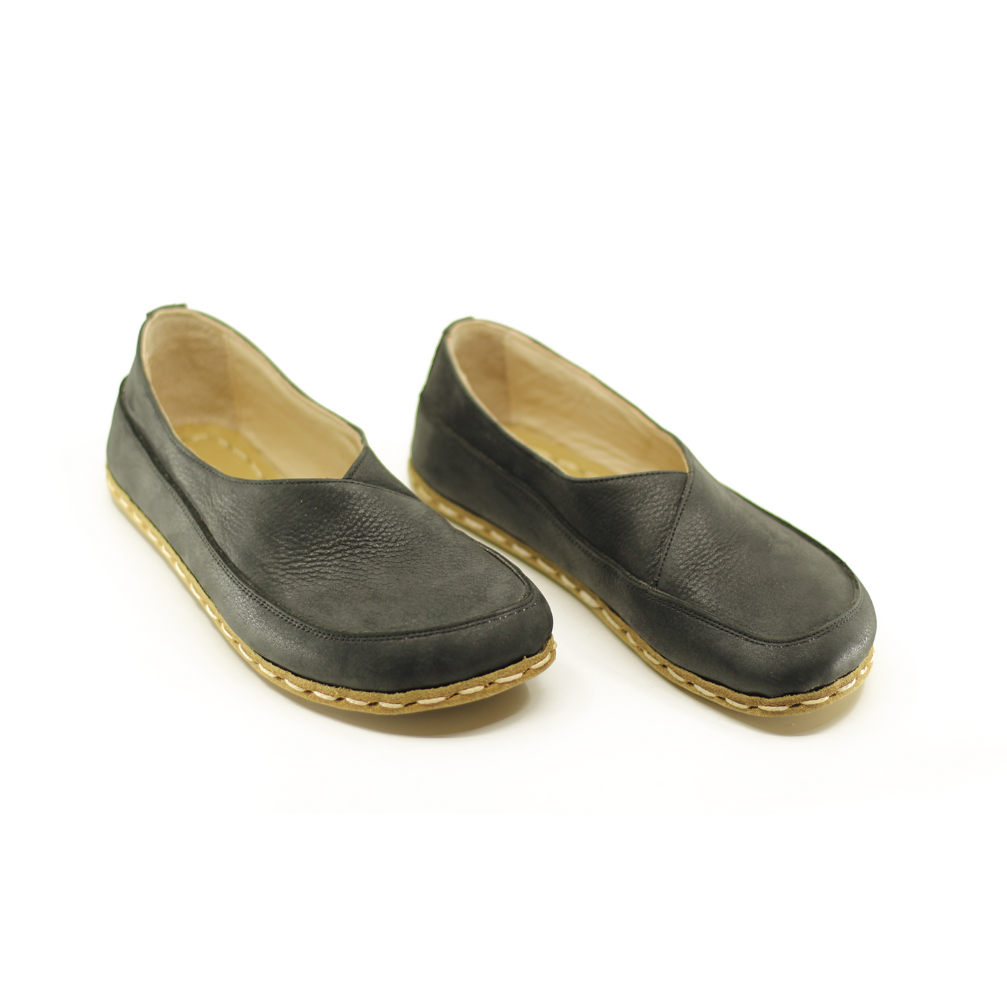 Women's Handmade Zero Drop Barefoot Black Leather Loafers