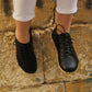 Elegant Black Leather Barefoot Sneakers for Women