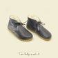 Shearling Oxford Ankle Boot - Navy Blue Barefoot Elegance