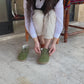 Handmade Zero Drop Barefoot Leather Boots for Women - Oxford Ankle in Green Nubuck