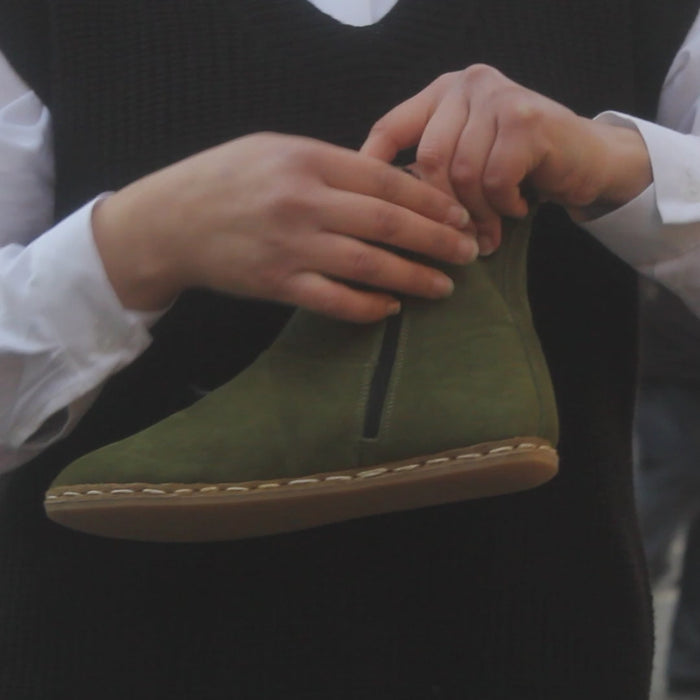 Barefoot Walking Leather Boots Men's Green