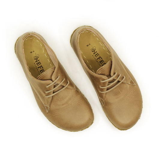 Handmade Zero Drop Barefoot Shoes For Women Light Brown-Nefes Shoes
