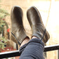 Genuine Leather Barefoot Men's Boots Olive Green Zipped