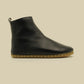 Black Ankle Barefoot Boots with Zipper: Embrace Zero Drop Luxury on a Rubber Sole