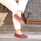 Women Loafers, Barefoot Shoes, Genuine Leather, Crazy Burgundy