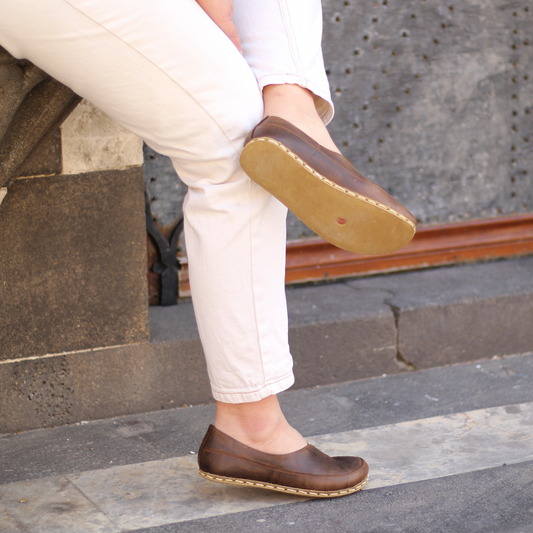 Handmade Barefoot Loafers for Women Brown