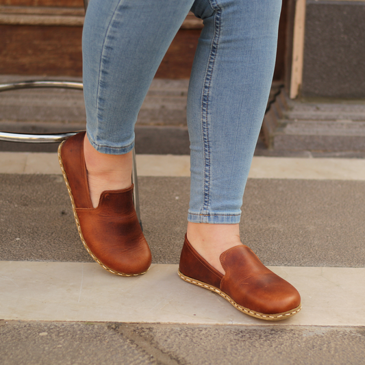 Barefoot Brown Leather Women's Shoes "Modern Style"-Nefes Shoes