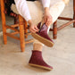 Ankle Barefoot With Zipper Women Boots - Crazy Burgundy - Zero Drop - Rubber Sole