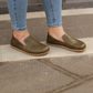 Handmade Military Green Leather Barefoot Women's Shoes - Nefes