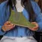 Handmade Chelsea Barefoot Leather Boots for Women - Earthing & Grounding Genuine Green Nubuck Boot