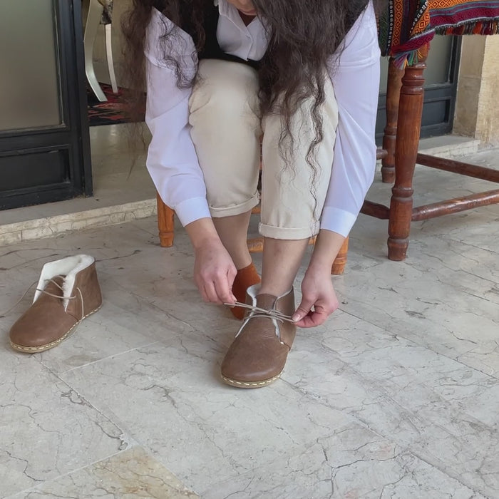 Barefoot Grounding Ankle Boots Matte Brown Women