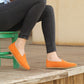 Women Shoes Handmade Orange Suede Leather Yemeni Rubber Sole