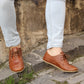 Men Barefoot Shoes, Handmade, Antique Brown Leather, Laced Oxford Copper Rivet