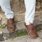 Men Barefoot Shoes, Handmade, Crazy Brown Leather, Laced Oxford Copper Rivet