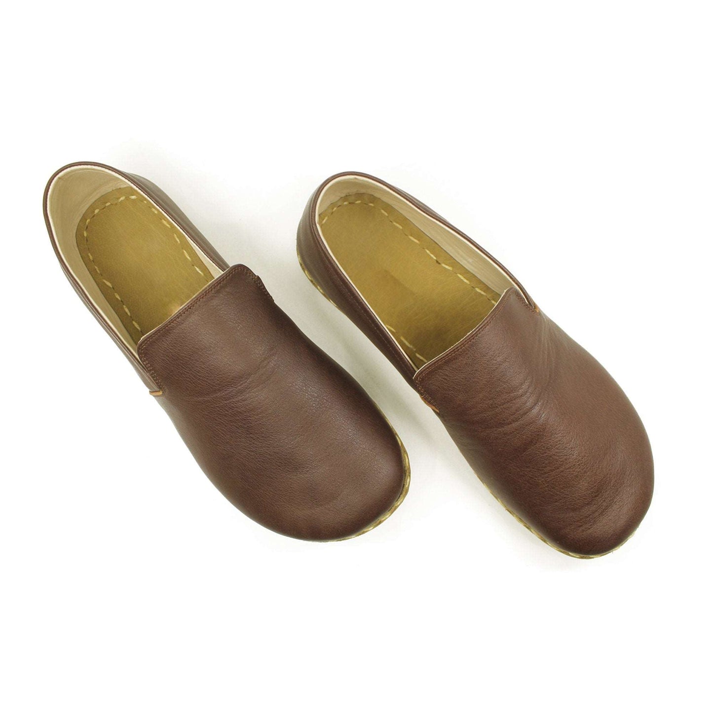 Men Barefoot Shoes, Handmade, New Brown Leather, Modern Copper Rivet