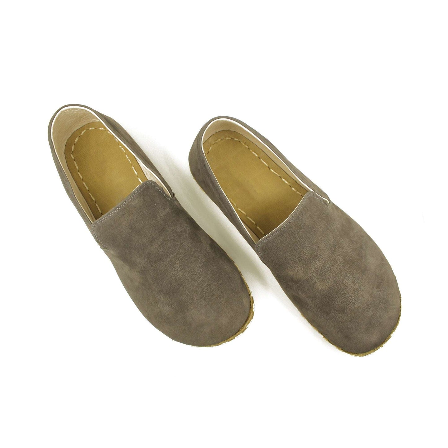 wide toe handmade shoes gray nubuck leather all over zero drop for men - nefes shoes