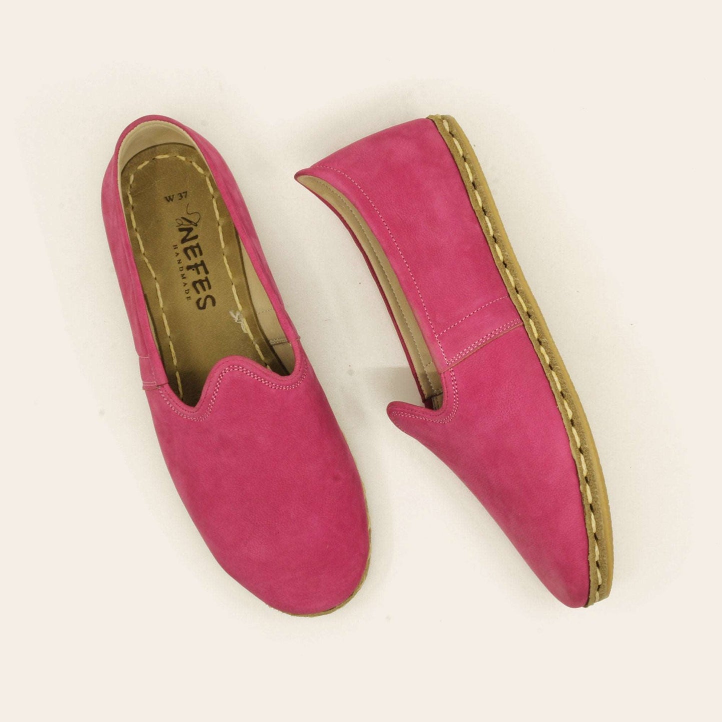 Women Shoes Handmade Pink Nubuck Leather Yemeni Rubber Sole