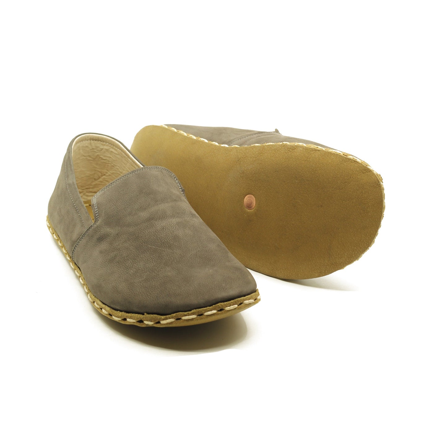 Men's Formal Gray Barefoot Shoes - Handcrafted by Nefes