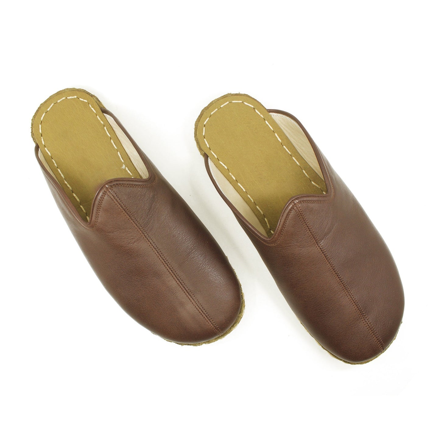 Barefoot - Close Toed Slippers - Bitter Brown Leather - Winter Slippers - Copper Rivet - For Women