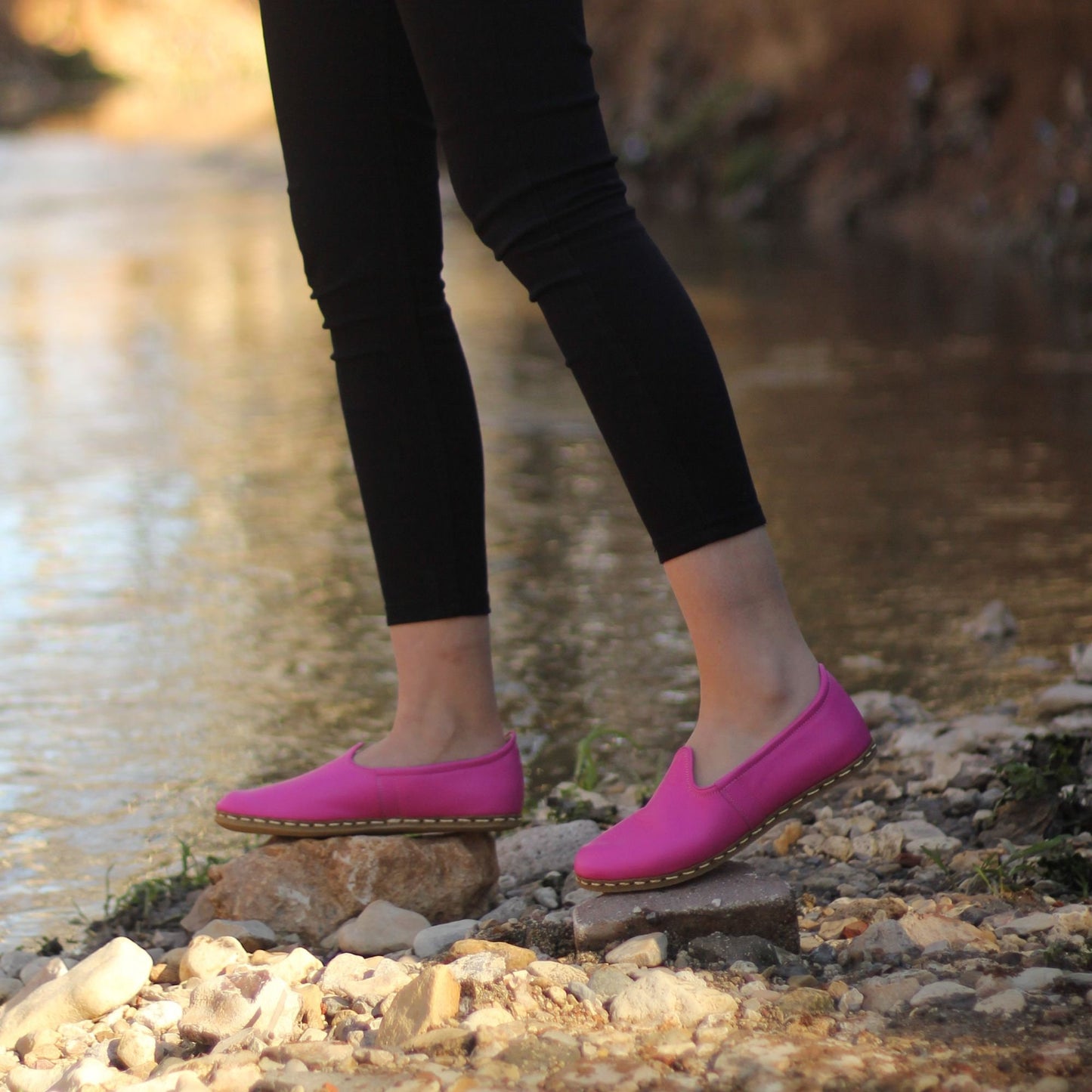 Women Shoes Handmade Pink Leather Turkish Yemeni Rubber Sole