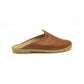 Close Toed Slippers - Flat Brown Leather - Winter Slippers - Rubber Sole - For Women