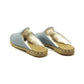 Winter Slippers  - Sheepskin slippers  - Close Toed Slippers -Light Blue Leather – Rubber Sole - For Women