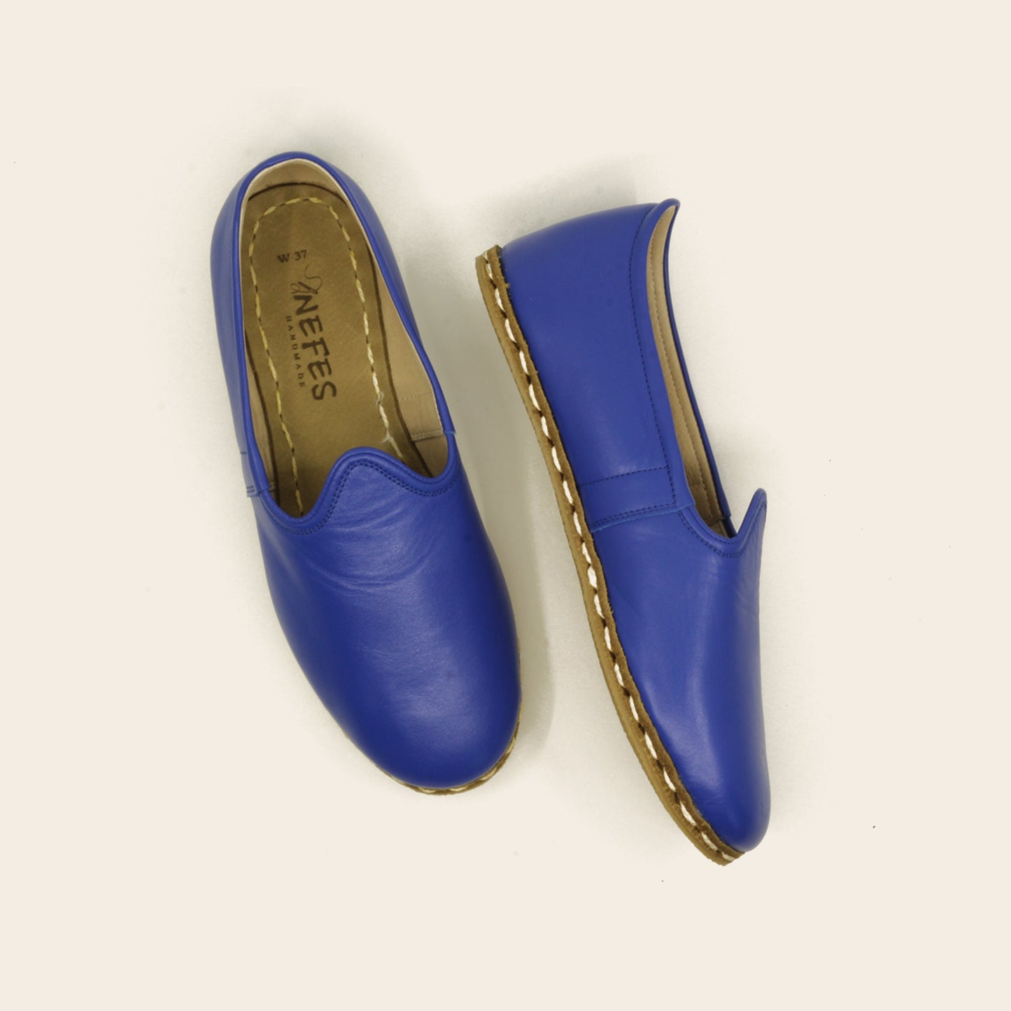 Men Shoes Handmade Blue Leather Yemeni Rubber Sole