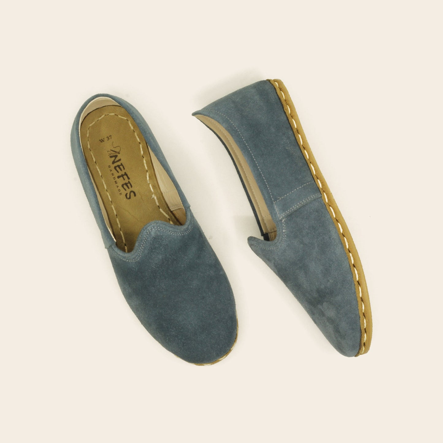 Men Shoes Handmade Sky Blue Suede Leather Turkish Yemeni Rubber Sole