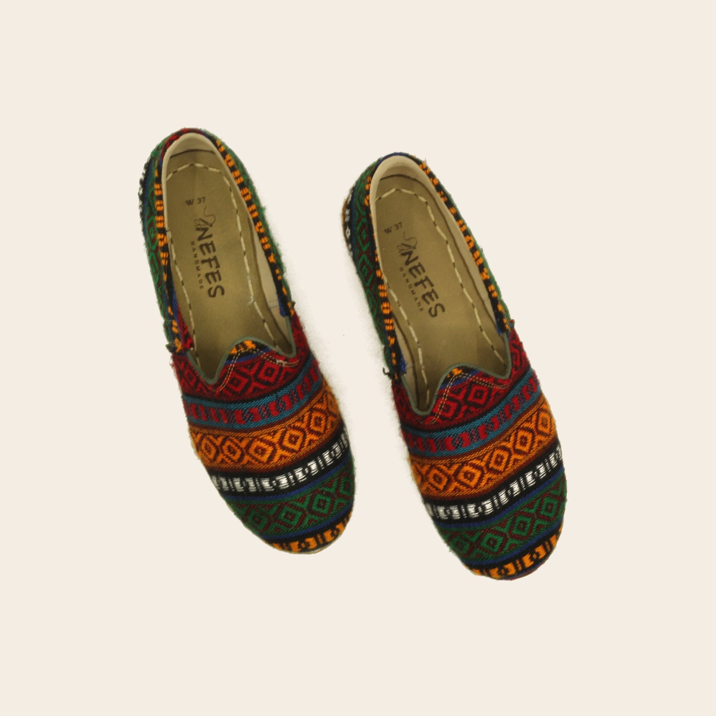 Men Shoes Handmade Turkish Rug Kilim Leather Yemeni Rubber Sole