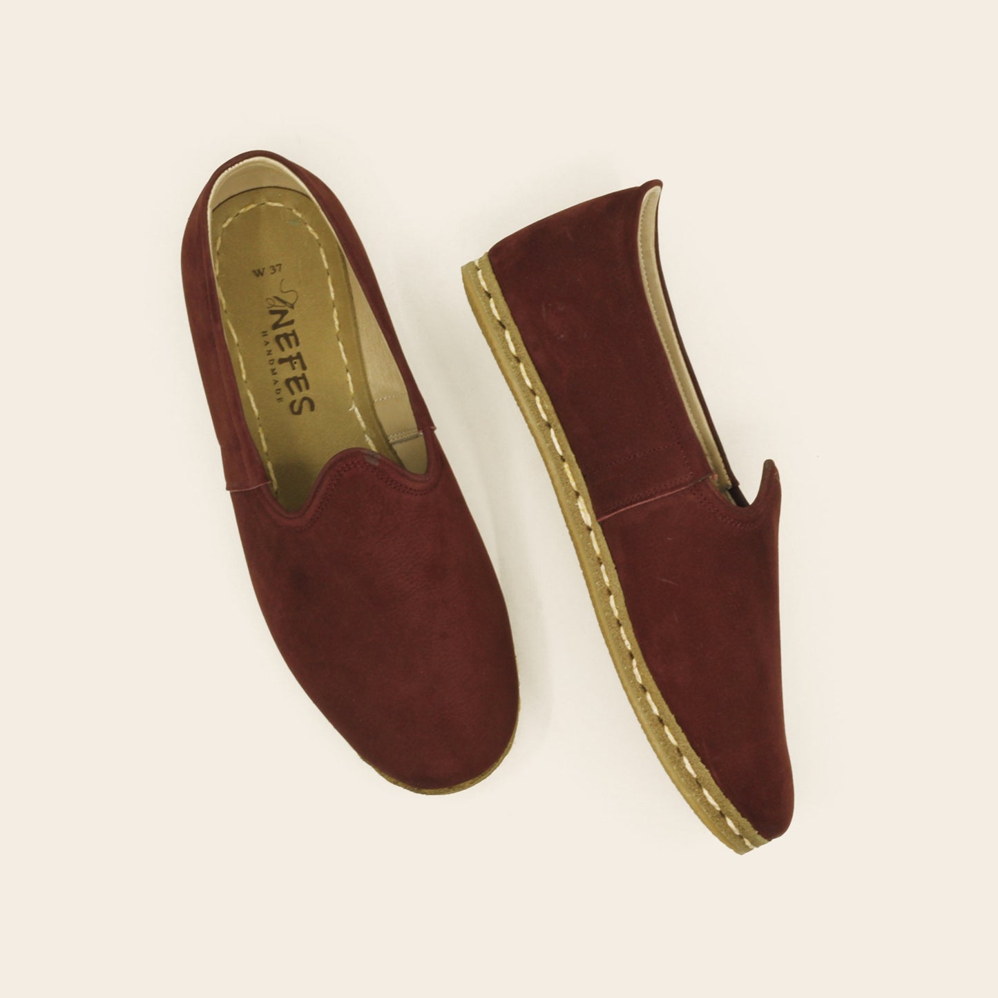 Men Shoes Handmade Claret Red Nubuck Leather Yemeni Rubber Sole