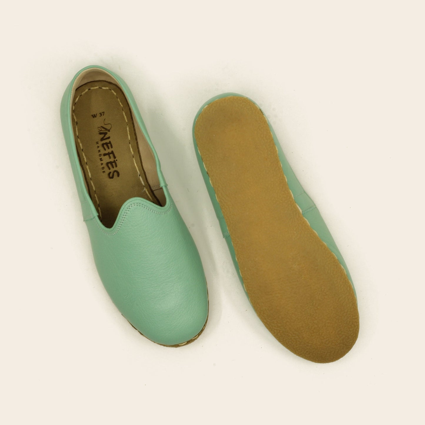 Women Shoes Turquoise Handmade Leather  - Nefes Shoes