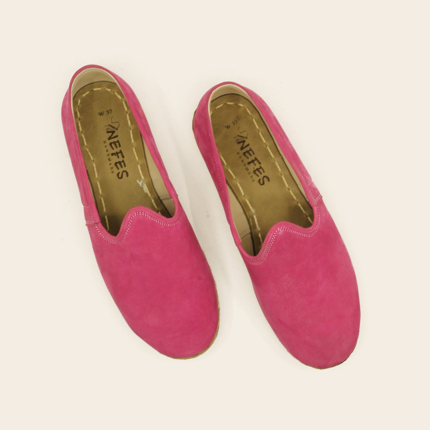 Women Shoes Handmade Pink Nubuck Leather Turkish Yemeni Rubber Sole