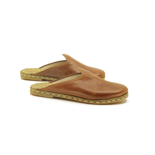 men's brown slippers handmade genuine leather outdoor spring summer– nefesshoes