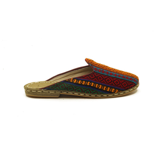 Closed Toe Leather Men's Slippers Kilim Style