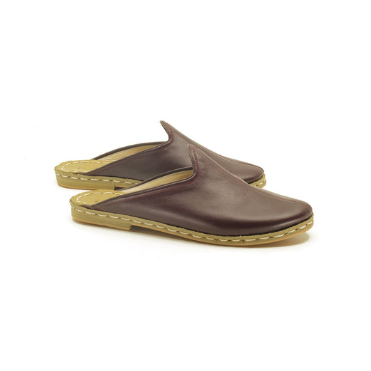 men's slippers handmade brown genuine leather outdoor spring summer – nefesshoes