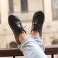 Men Barefoot Shoes, Handmade, Black Leather Shoes