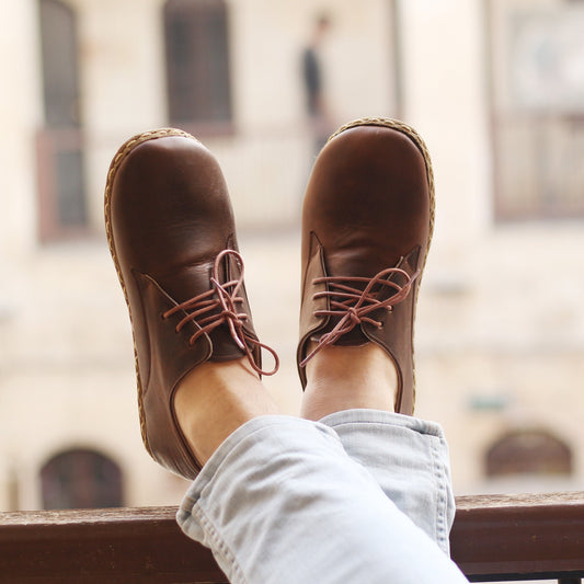Handmade Barefoot Brown Leather Shoes-Nefes Shoes