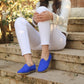 Women Shoes Handmade Blue Nubuck Leather Turkish Yemeni Rubber Sole