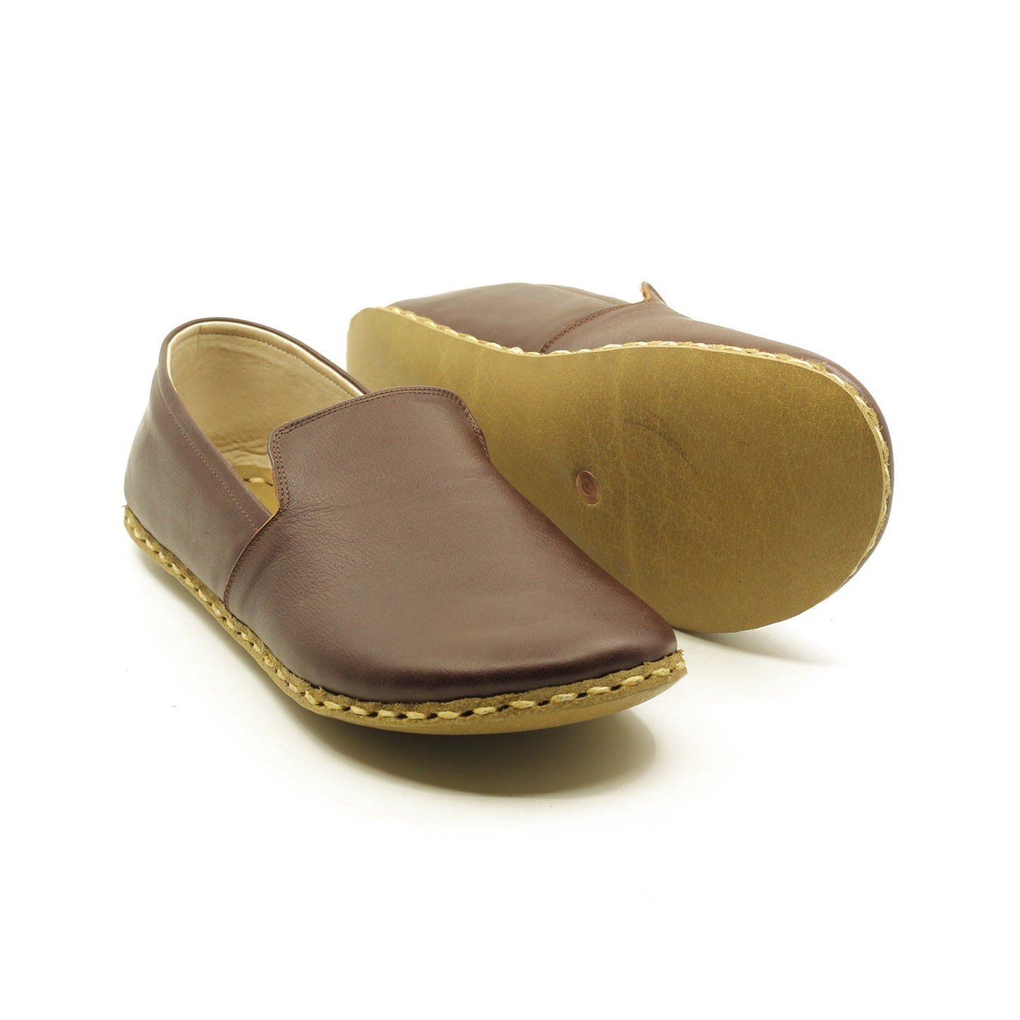 Men's Barefoot Loafer Shoes, Wide Toe Box, Dark Brown Leather, Minimalist Design
