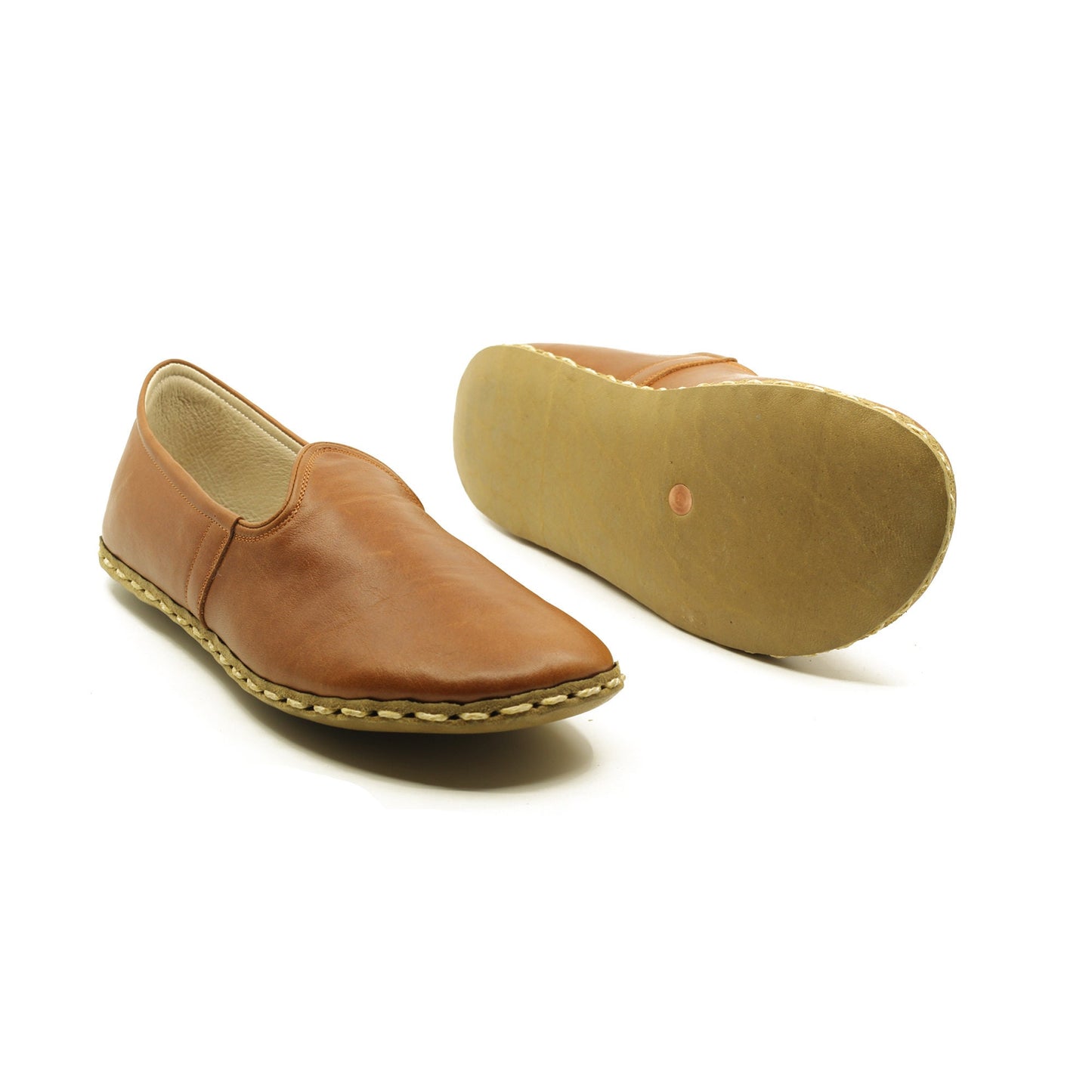 Brown Leather Barefoot Slip-On