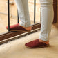 Barefoot - close toed slippers - Claret Red Nubuck Leather - Winter Slippers - For Women