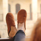 Barefoot - close toed slippers - Brown Nubuck Leather - Winter Slippers - For Women